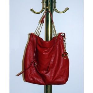 Michael Kors Red Slouchy Crossbody, Handbag